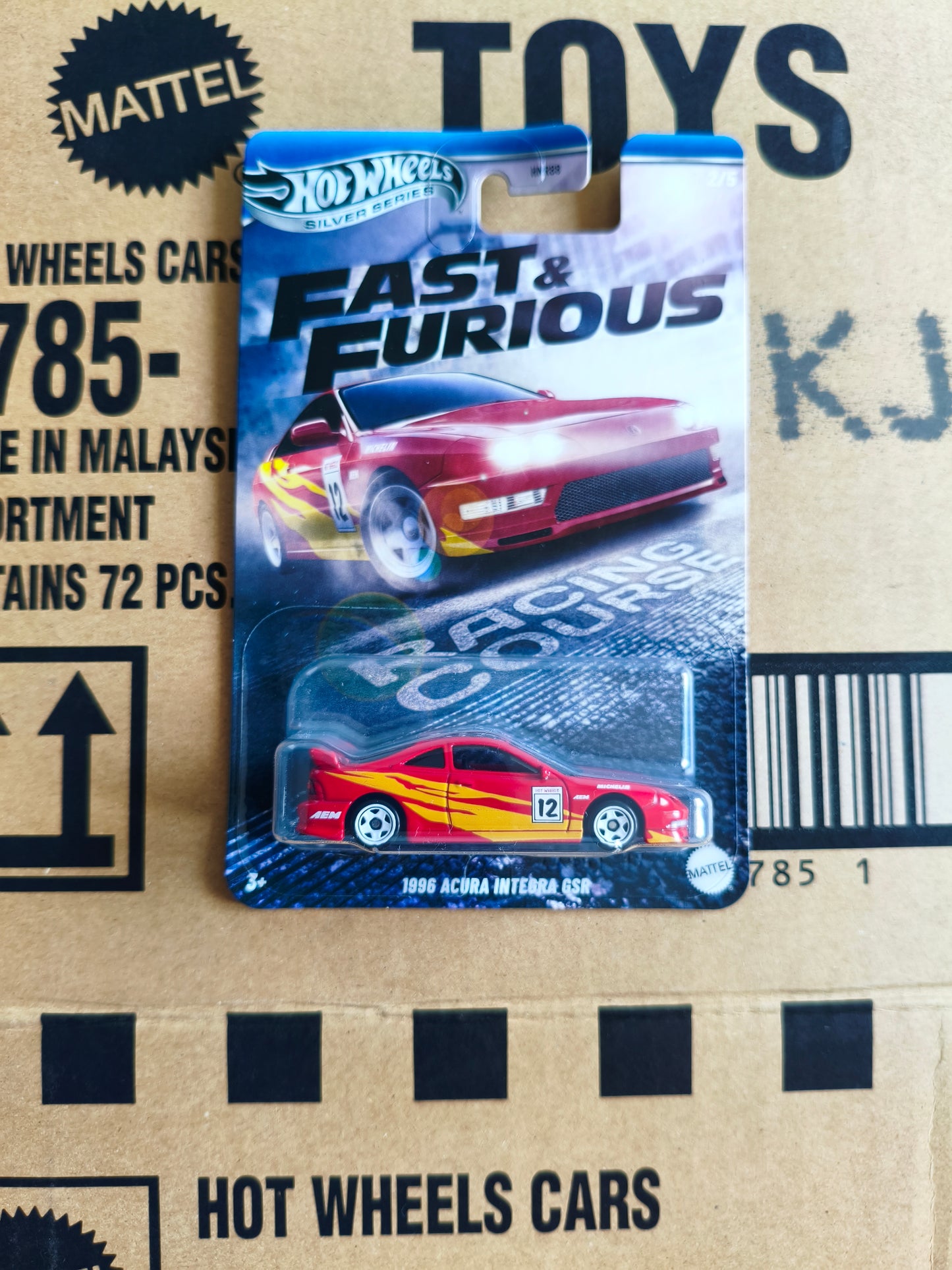 Hot Wheels Silver Fast & Furious Racing Course Acura Integra GSR | Skala 1:64