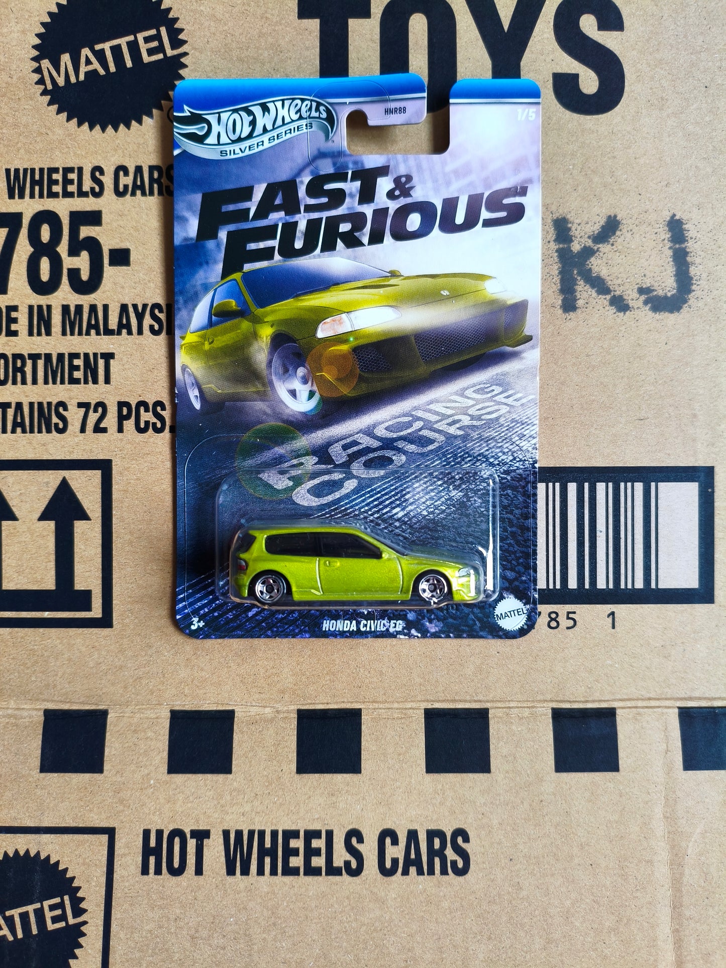 Hot Wheels Silver Fast & Furious Racing Course Honda Civic EG | Skala 1:64