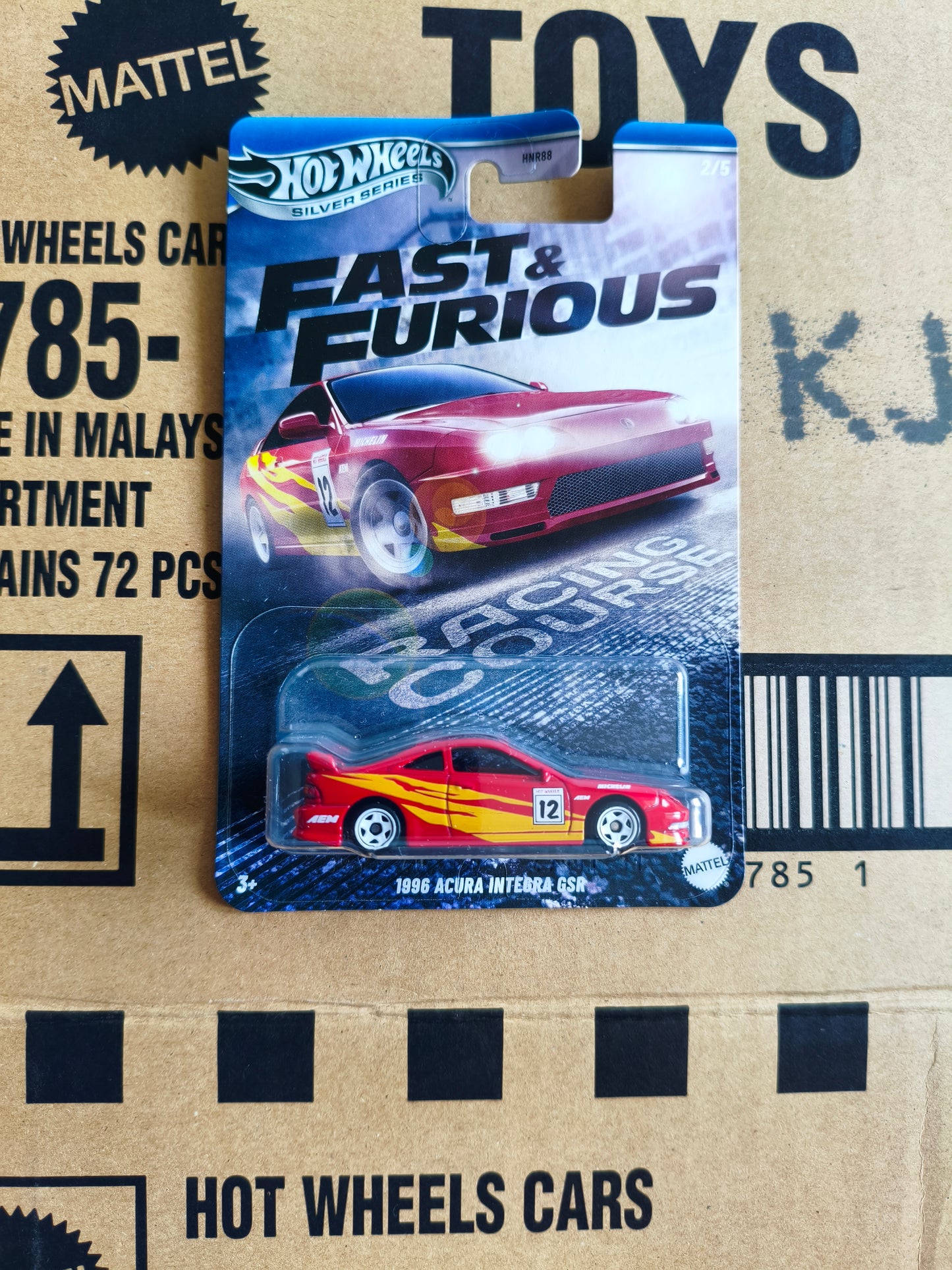 Hot Wheels Silver Fast & Furious Racing Course Acura Integra GSR | Skala 1:64