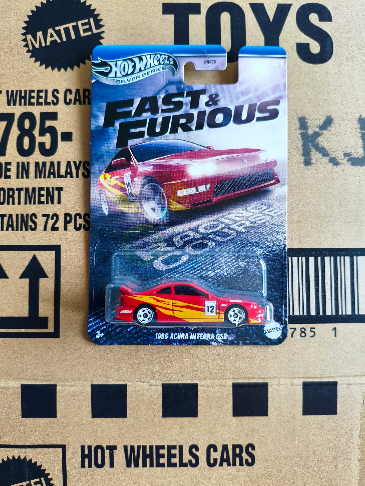 Hot Wheels Silver Fast & Furious Racing Course Acura Integra GSR | Skala 1:64