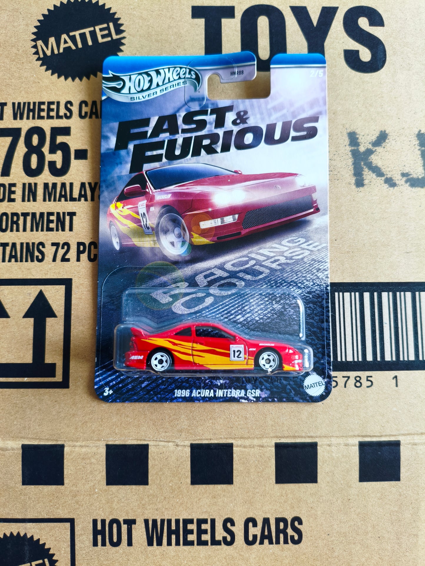 Hot Wheels Silver Fast & Furious Racing Course Acura Integra GSR | Skala 1:64