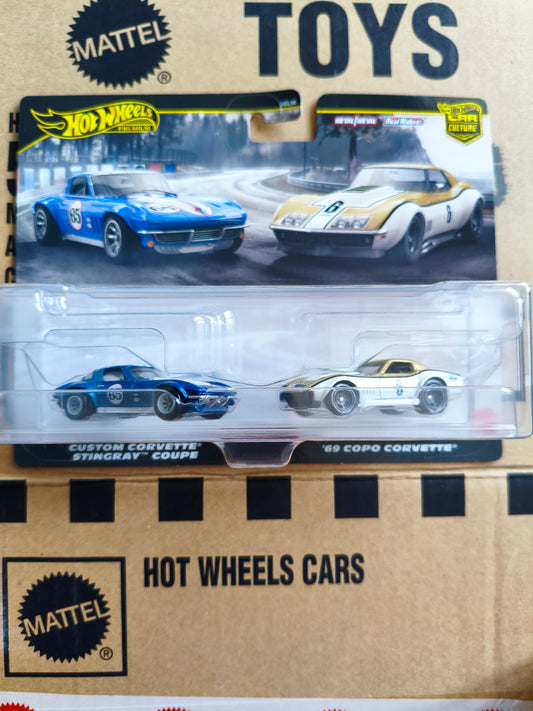 Hot Wheels Premium Car Culture Custom Corvette Stingray Convertible & COPO Corvette | Skala 1:64