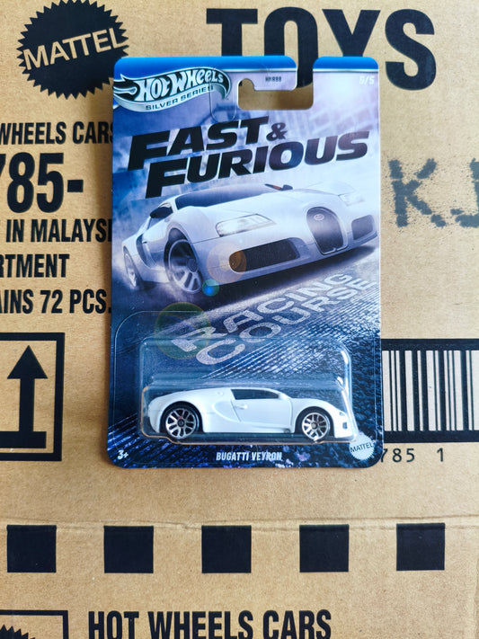Hot Wheels Silver Fast & Furious Racing Course Bugatti Veyron | Skala 1:64
